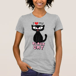 Ich Liebe meine schwarze Katze Niedlich T-Shirt