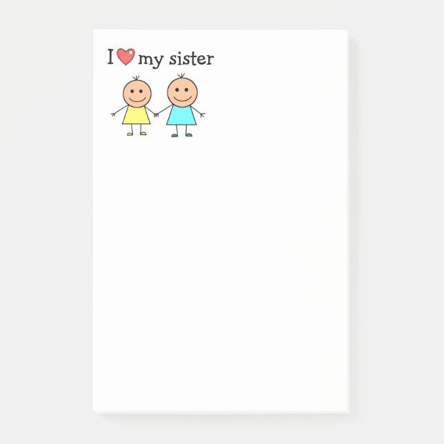 Ich Liebe meine Schwester Post-it Klebezettel (Vorderseite)