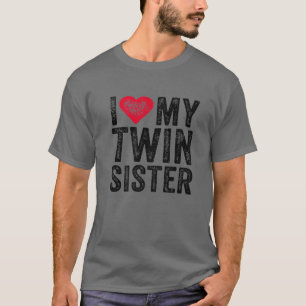 Ich Liebe meine Schwester Red Heart Funny Distress T-Shirt