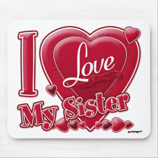 Ich Liebe meine Schwester rot - Herz Mousepad