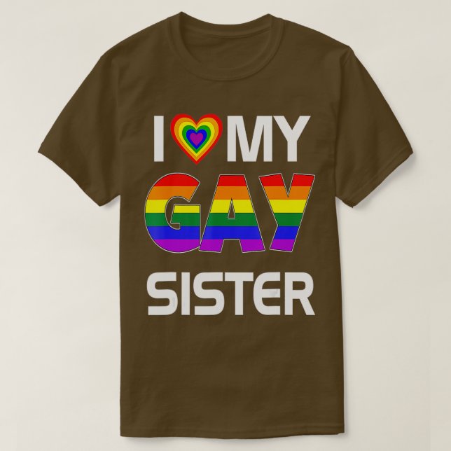Ich Liebe meine Schwulenschwester LGBT Lesben Rain T-Shirt (Design vorne)