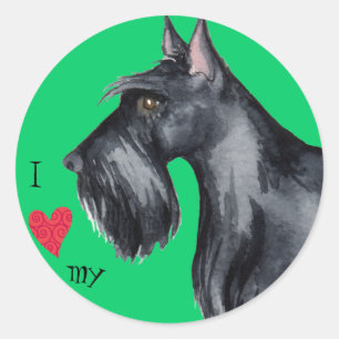 Ich Liebe meine Scottie Runder Aufkleber