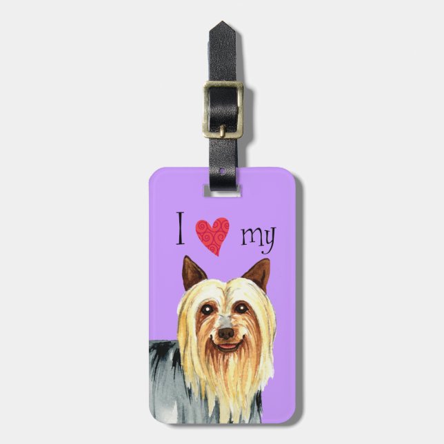 Ich Liebe meine Silky Terrier Gepäckanhänger (Vorderseite vertikal)