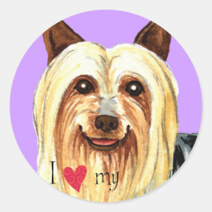Ich Liebe meine Silky Terrier Runder Aufkleber