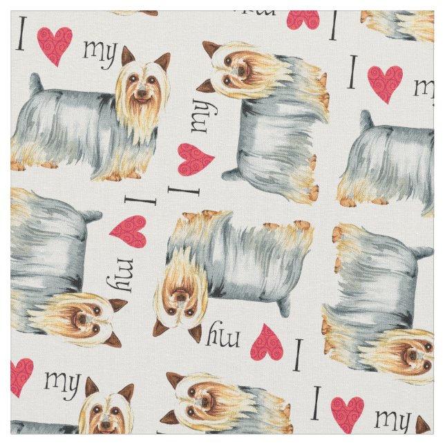 Ich Liebe meine Silky Terrier Stoff (Nahaufnahme)