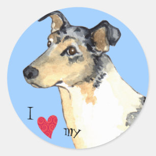 Ich Liebe meine Smooth Collie Runder Aufkleber