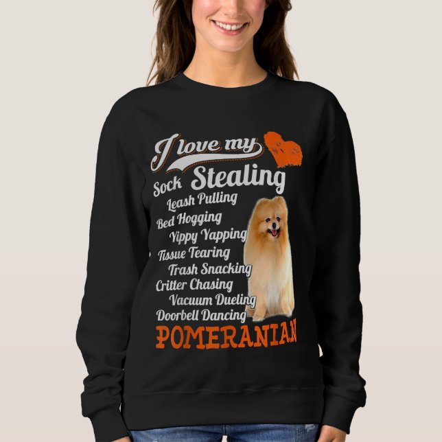 Ich Liebe meine Socken stehlen Leine Pullman Spitz Sweatshirt (Vorderseite)