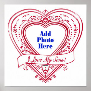 Ich Liebe meine Söhne! Foto Red Hearts Poster