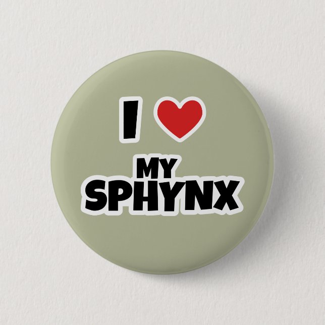 Ich Liebe meine Sphynx-Katze Button (Vorderseite)