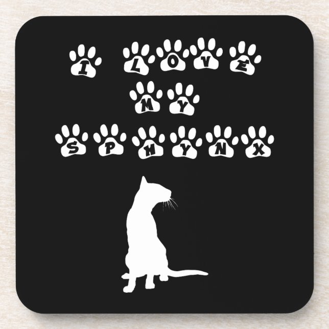 Ich Liebe meine Sphynx White Untersetzer (Vorderseite)