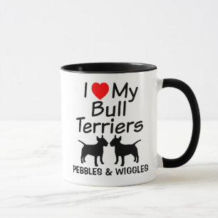 Ich Liebe meine Tasse von zwei Bull Terrier Hunden