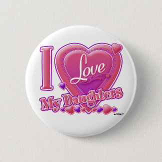 Ich Liebe meine Töchter rosa/lila - Herz Button