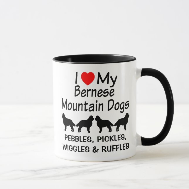 Ich Liebe meine vier Berner Hunde Tasse (Rechts)