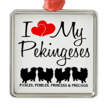 Ich Liebe meine vier Pekinger Hunde Ornament