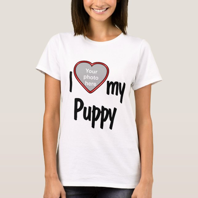 Ich Liebe meine Welpe Niedlich Red Heart Dog Besit T-Shirt (Vorderseite)