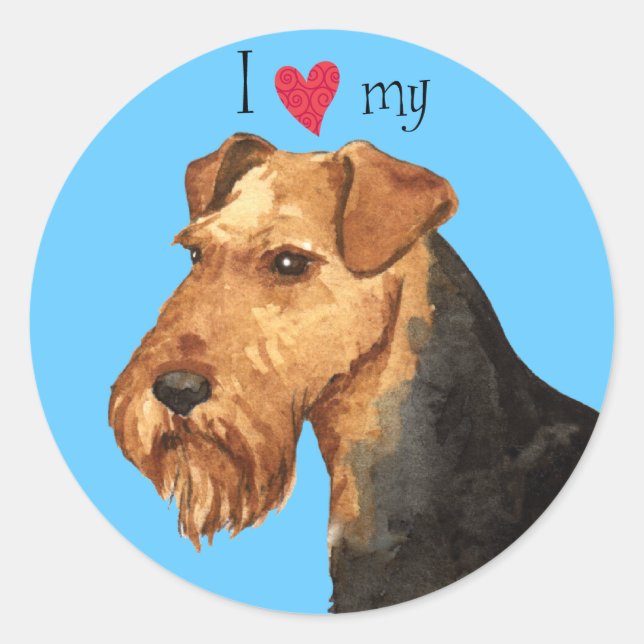 Ich Liebe meine Welsh Terrier Runder Aufkleber (Vorderseite)