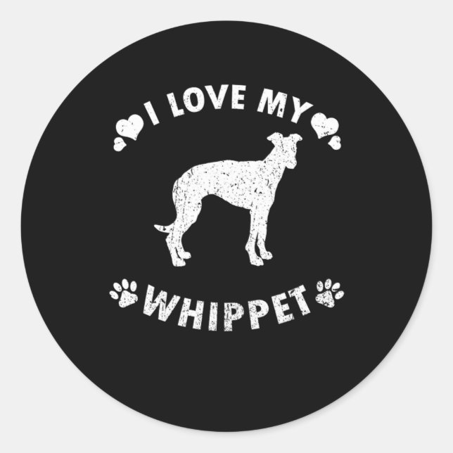 Ich Liebe meine Whippet Hund Geschenke Idee Runder Aufkleber (Vorderseite)