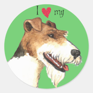Ich Liebe meine Wire Fox Terrier Runder Aufkleber