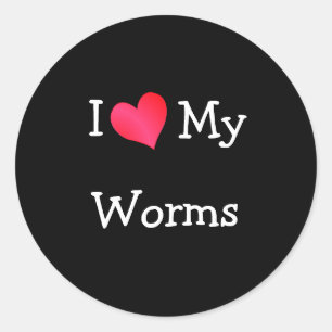 Ich Liebe meine Würmer Runder Aufkleber
