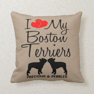 Ich Liebe meine zwei Boston Terriers Hunde Kissen