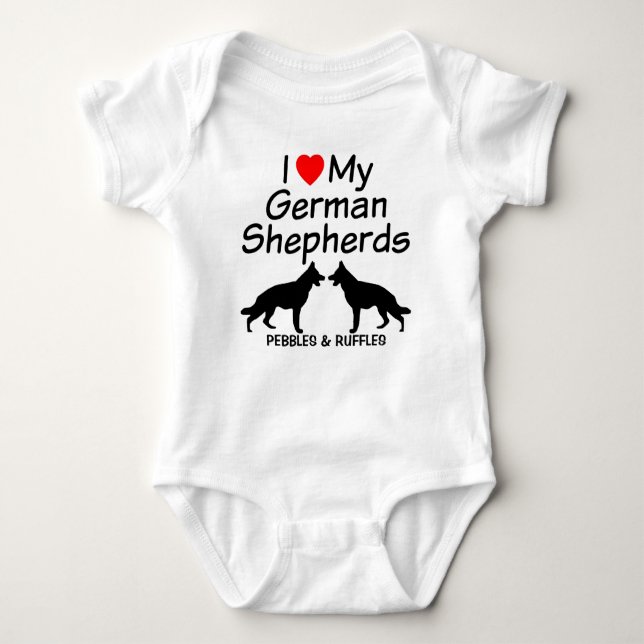 Ich Liebe meine zwei deutschen Schäferhunde Baby Strampler (Vorderseite)