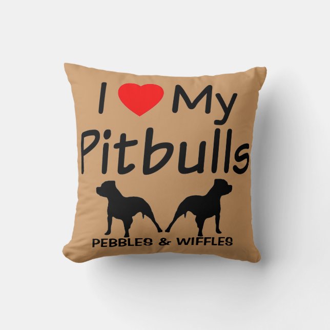 Ich Liebe meine ZWEI Pitbullen Kissen (Vorderseite)