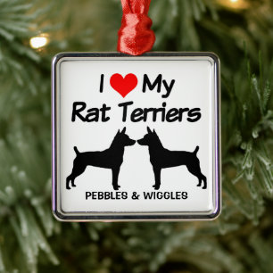 Ich Liebe meine zwei Ratten-Terrier-Hunde Ornament Aus Metall