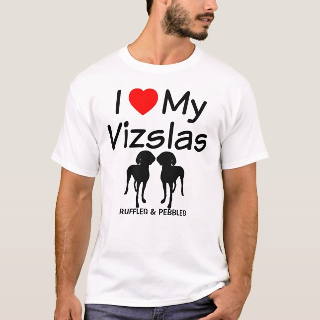 Ich Liebe meine ZWEI Vizsla Hunde T-Shirt (Vorderseite)
