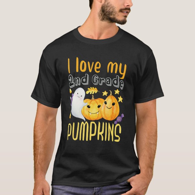 Ich Liebe meine zweite Klasse Pumpkins Funny Teach T-Shirt (Vorderseite)