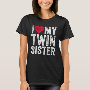 Ich liebe meine Zwillingsschwester rotes Herz Retr T-Shirt