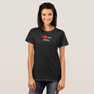 Ich liebe meinen Akita-Spruch mit Herz und weißem T-Shirt