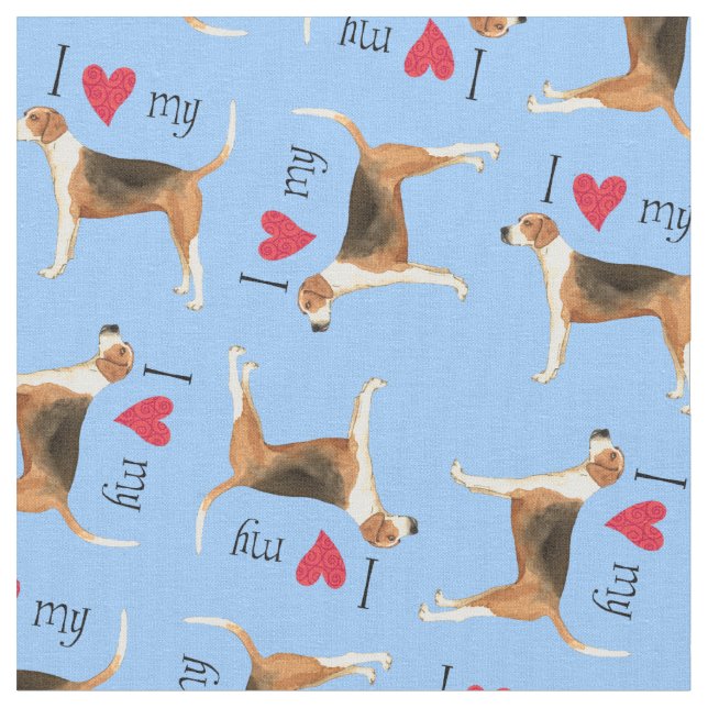 Ich Liebe meinen American Foxhound Stoff (Nahaufnahme)