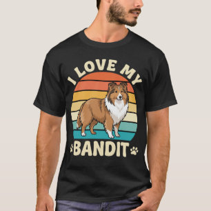 Ich liebe meinen Bandit Sheltie Hund Retro T-Shirt