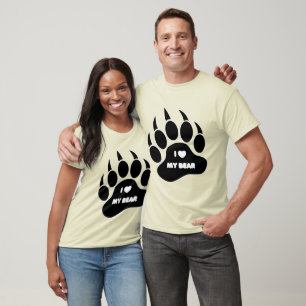 Ich liebe meinen Bären in schwarzer Pfote - T-Shir T-Shirt