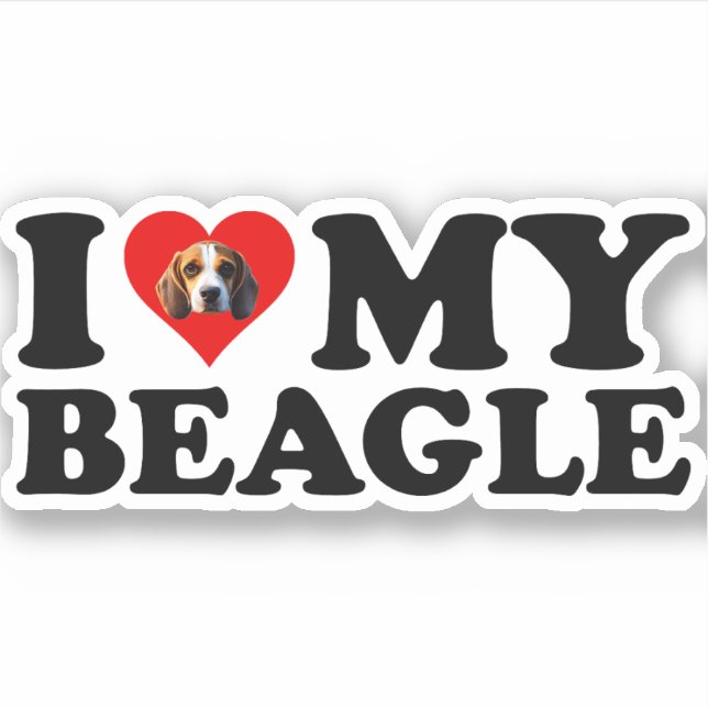 Ich Liebe meinen Beagle Aufkleber (Vorderseite)