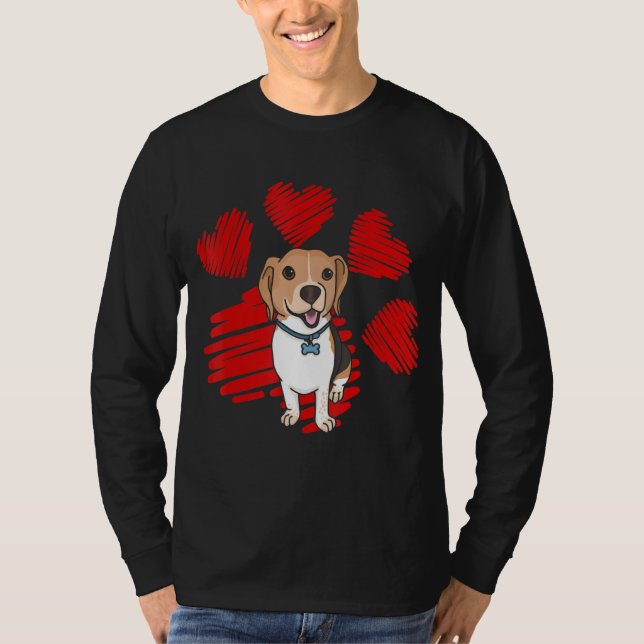 Ich Liebe meinen Beagle Hunde Pfoten mit Herzvalen T-Shirt (Vorderseite)