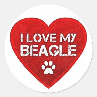 Ich Liebe meinen Beagle Runder Aufkleber