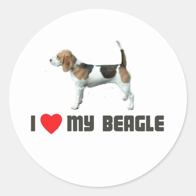 Ich Liebe meinen Beagle Runder Aufkleber (Vorderseite)