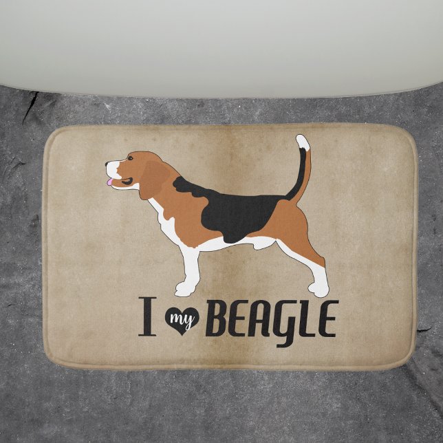 Ich Liebe meinen Beagle rustikal Badematte (I love my Beagle Dog Breed Bathmat Neutral color)