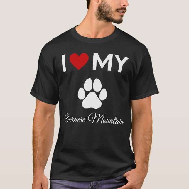 Ich Liebe meinen Berner-Hund-Sondertext T-Shirt (Vorderseite)