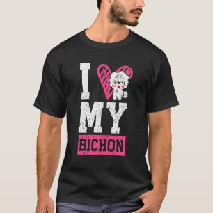 Ich liebe meinen Bichon Frise Lockenhaar Welpe Hun T-Shirt