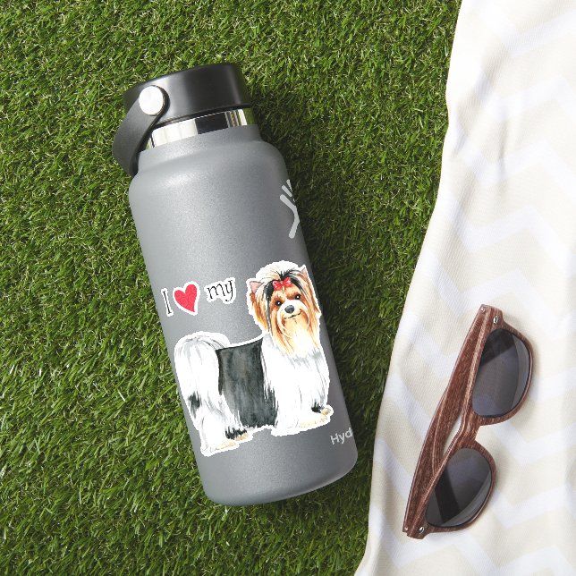 Ich Liebe meinen Biewer Terrier Vinyl Sticker (HydroFlask Insitu)