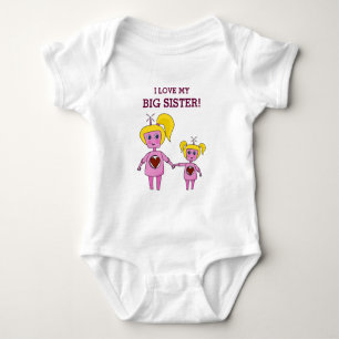 Ich Liebe meinen Big Sister Geek Pink Robot Baby Strampler
