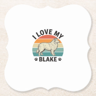 Ich liebe meinen Blake-Hund Retro-Gravurdesign_1 Untersetzer