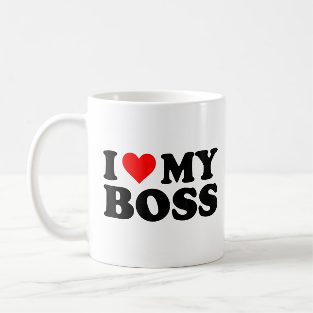 Ich Liebe meinen Boss Funny Red Heart Boss Ich hör Kaffeetasse (Links)