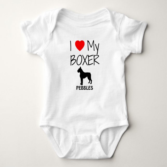 Ich Liebe meinen Boxer Hund Baby Strampler (Vorderseite)
