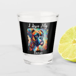Ich Liebe meinen Boxer Pop Art Dog Malerei Schnapsglas