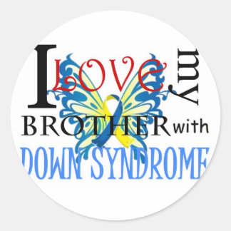 Ich Liebe meinen Bruder mit Down-Syndrom Runder Aufkleber