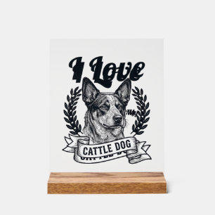 Ich liebe meinen Cattle Dog Vintage Gravur Design_ Acrylschild