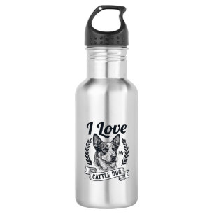 Ich liebe meinen Cattle Dog Vintage Gravur Design_ Edelstahlflasche